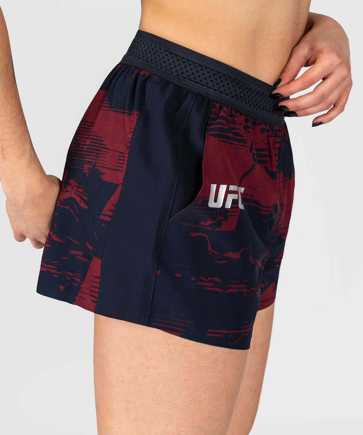 UFC Zenith by Venum Authentic Fight Week Performance Short Damen - Marineblau/Burgunderrot/Silber