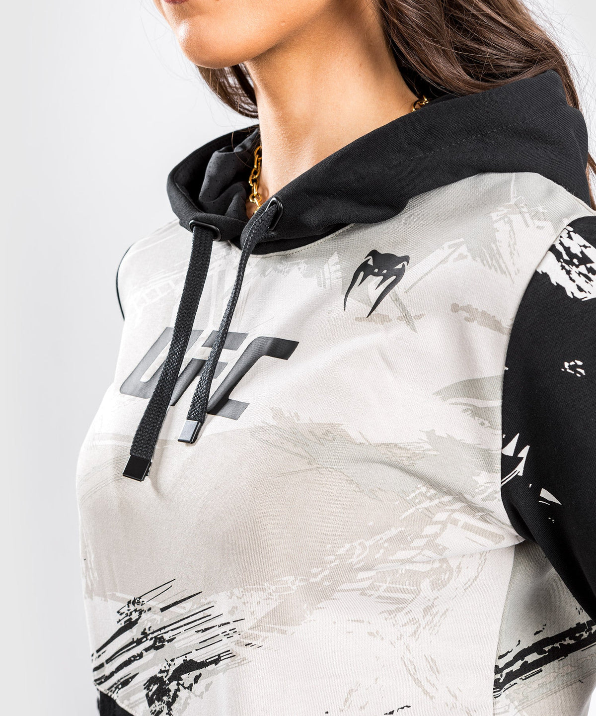 Women's UFC Hoodie Venum Authentic Fight Week 2.0 - Sand/Black