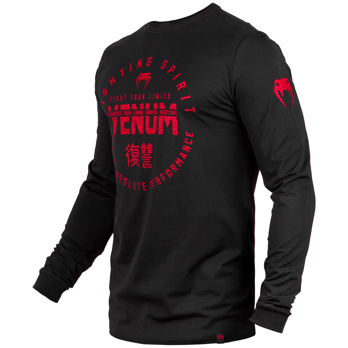Camiseta Venum Signature Mangas Largas - Negro/Rojo