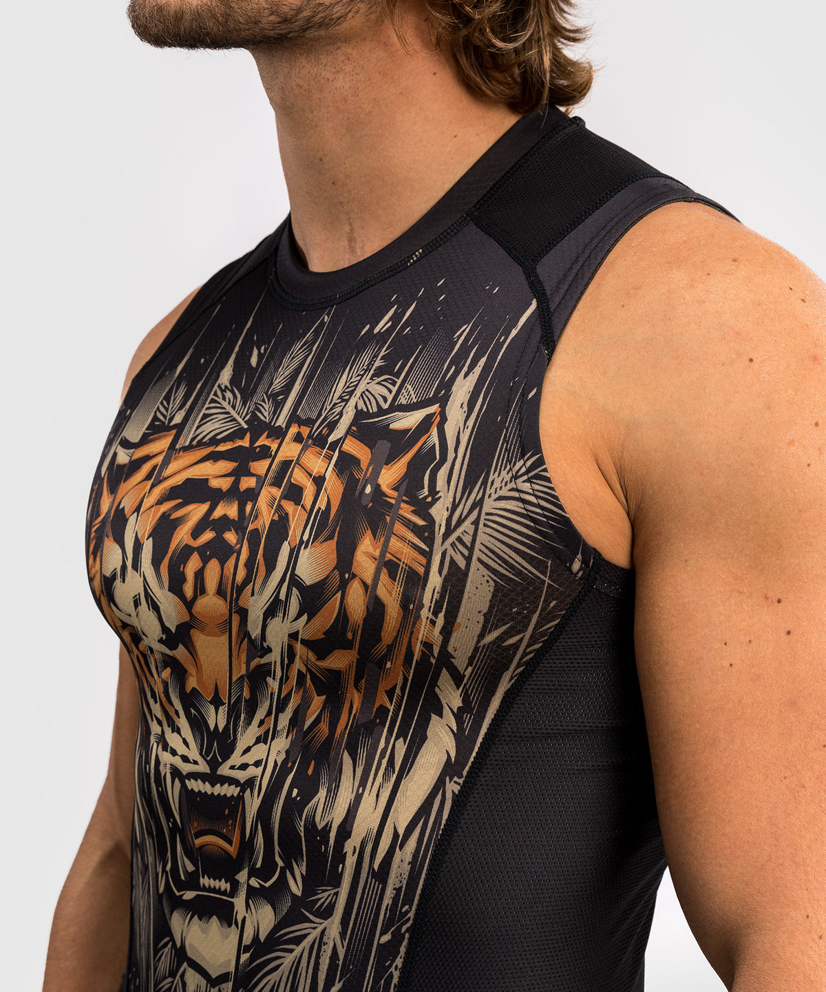 Venum Tiger Herren Ärmelloses Rashguard - Schwarz/Neonorange
