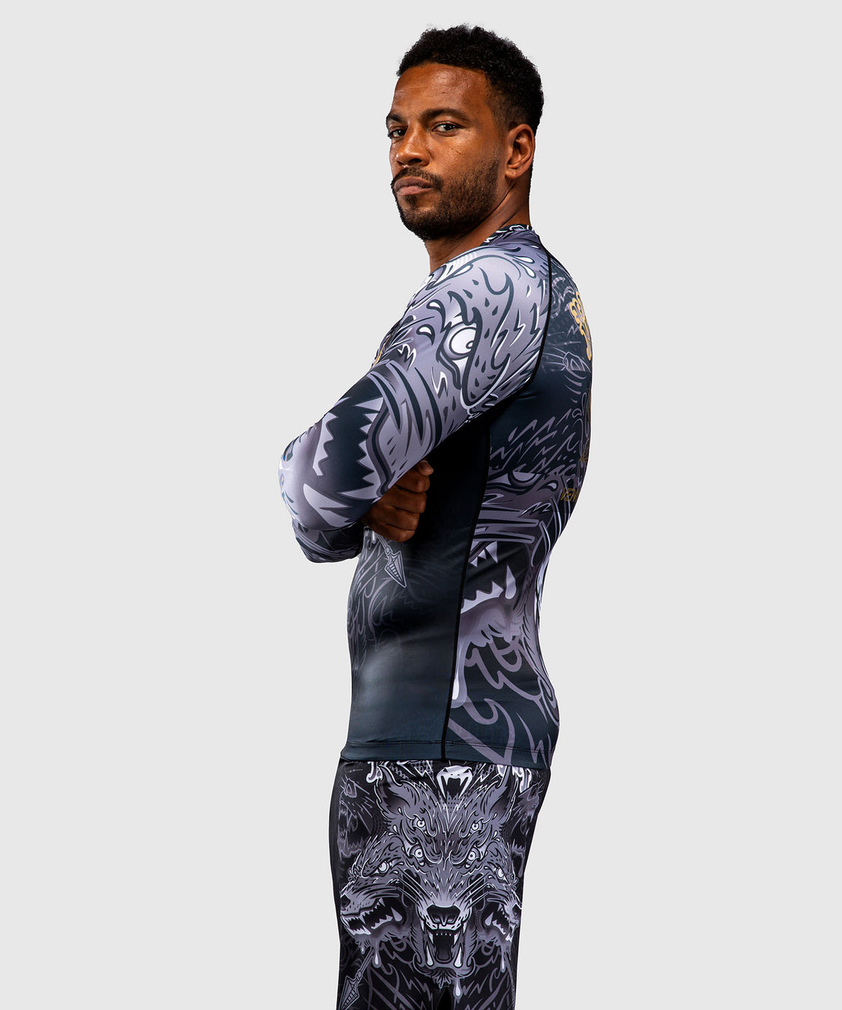 Venum Wolf Atak Long Sleeve Rashguard - Black/Grey